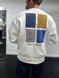 White Embossed Flower Brushed Sweatshirt TW-7081