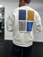 White Embossed Flower Brushed Sweatshirt TW-7081