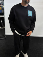 Black Embossed Flower Brushed Sweatshirt TW-7081