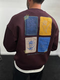 Burgundy Embossed Flower Brushed Sweatshirt TW-7081