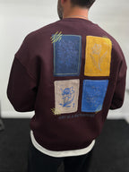 Burgundy Embossed Flower Brushed Sweatshirt TW-7081