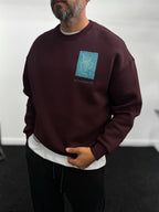 Burgundy Embossed Flower Brushed Sweatshirt TW-7081