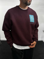 Burgundy Embossed Flower Brushed Sweatshirt TW-7081