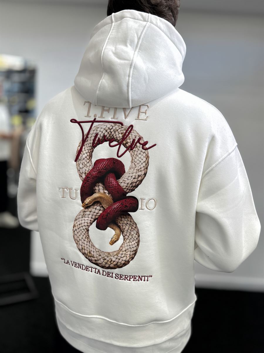 White Snake Printed Hooded Sweatshirt TW-7044