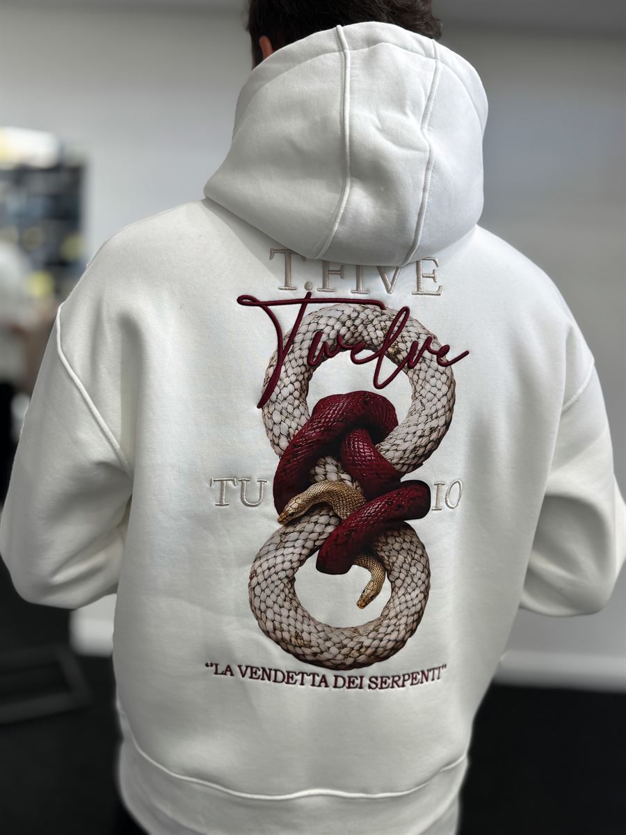 White Snake Printed Hooded Sweatshirt TW-7044