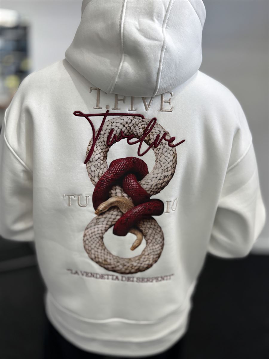 White Snake Printed Hooded Sweatshirt TW-7044