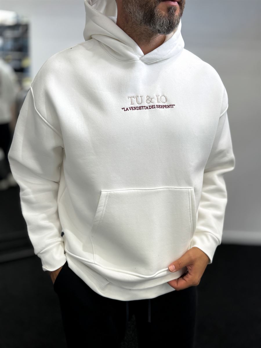 White Snake Printed Hooded Sweatshirt TW-7044