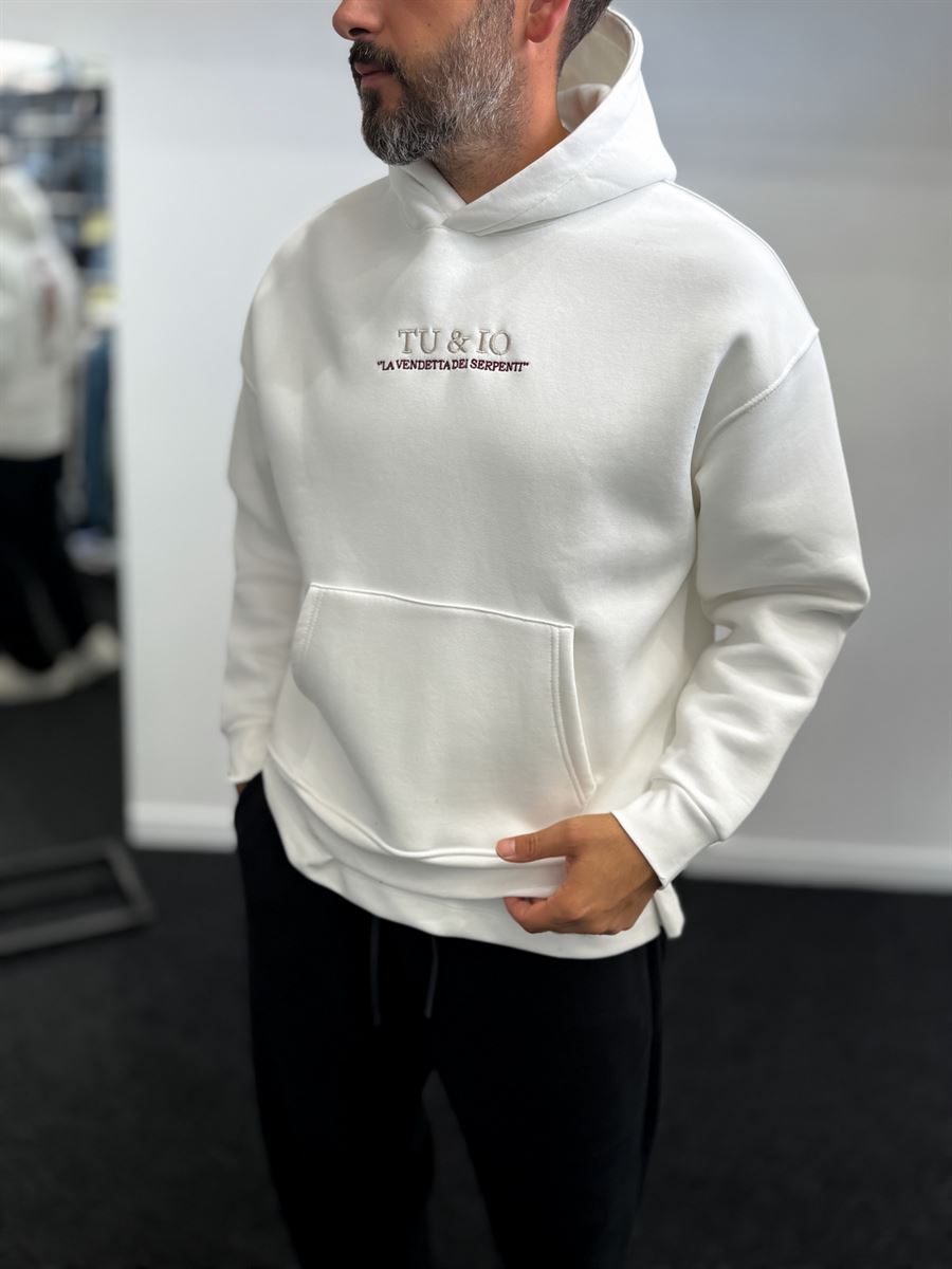 White Snake Printed Hooded Sweatshirt TW-7044