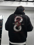 Black Snake Printed Hooded Sweatshirt TW-7044