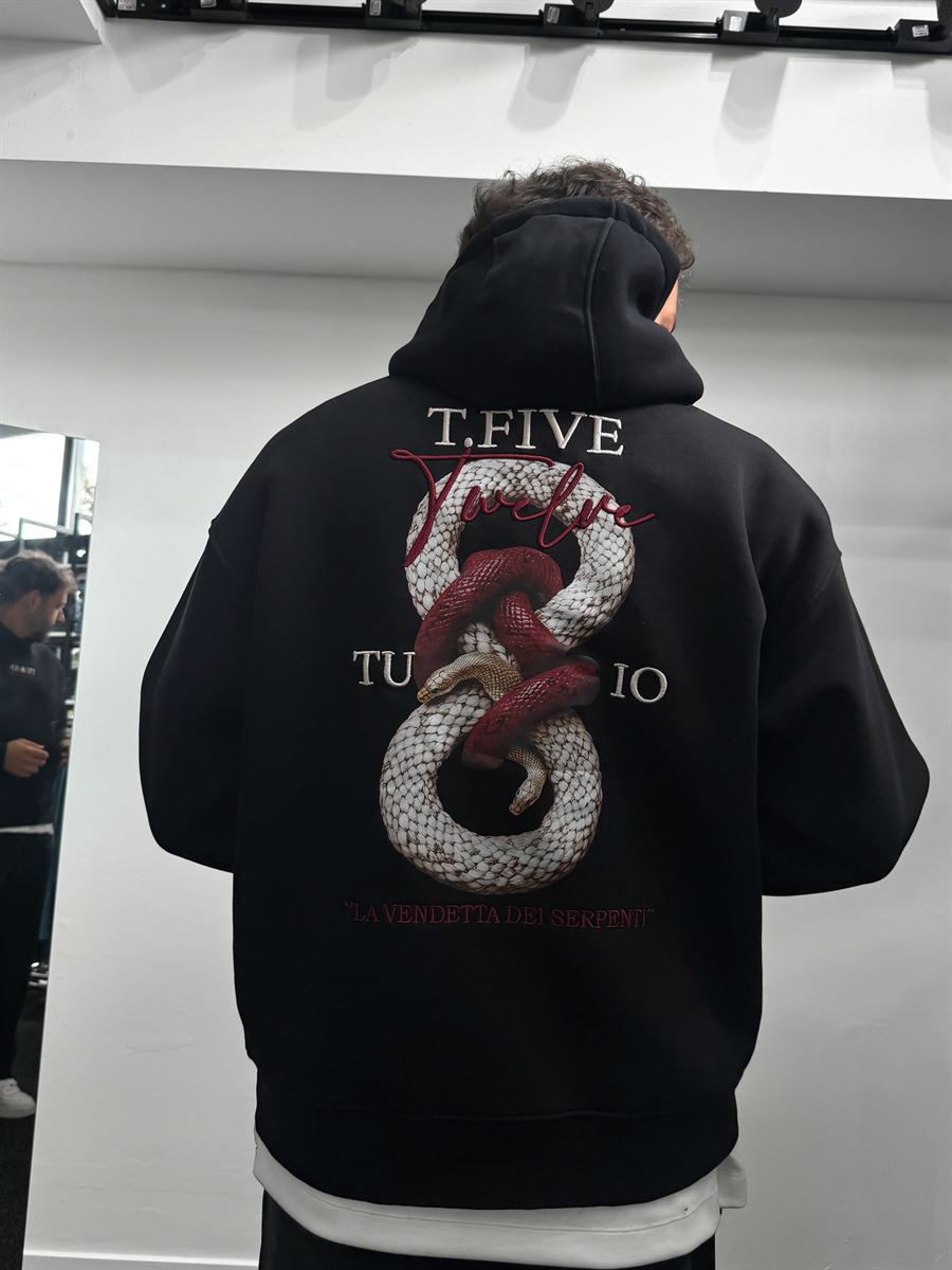 Black Snake Printed Hooded Sweatshirt TW-7044