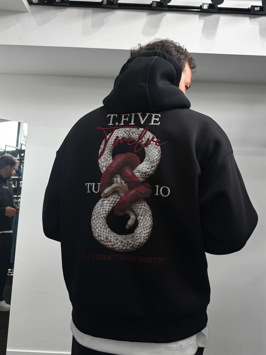 Black Snake Printed Hooded Sweatshirt TW-7044