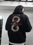 Black Snake Printed Hooded Sweatshirt TW-7044