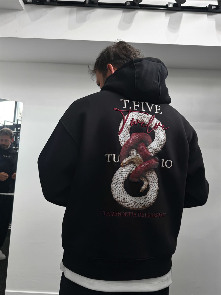 Black Snake Printed Hooded Sweatshirt TW-7044