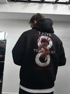 Black Snake Printed Hooded Sweatshirt TW-7044