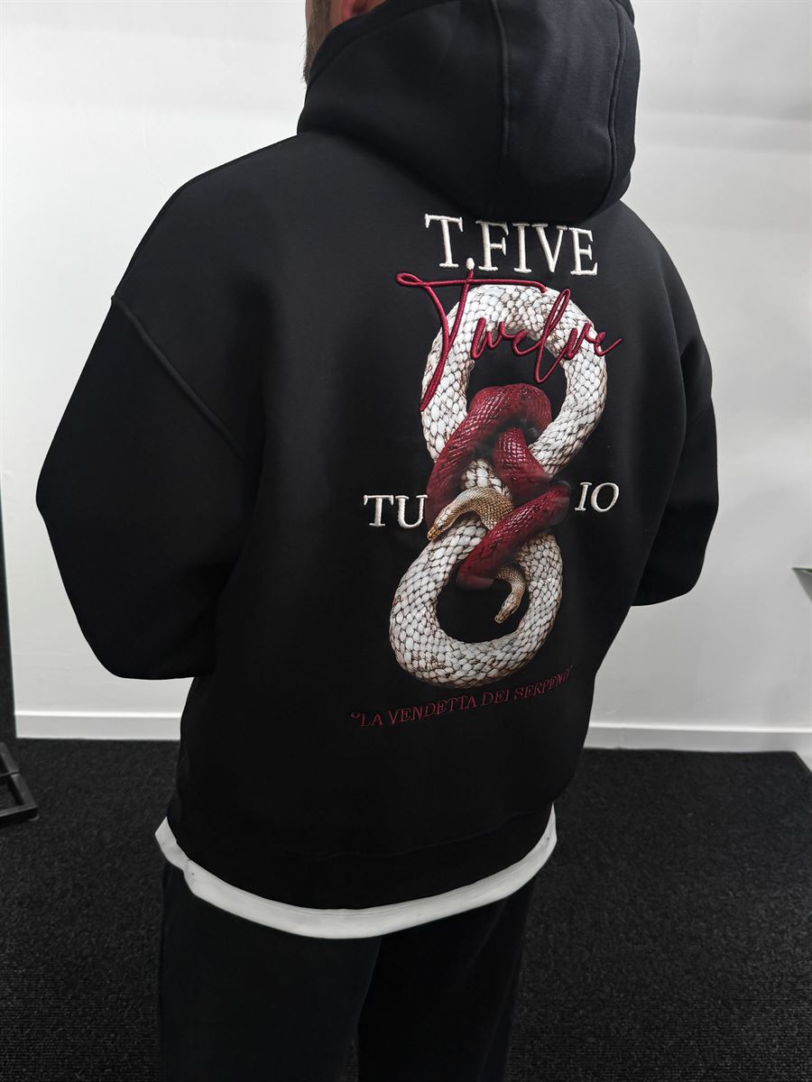 Black Snake Printed Hooded Sweatshirt TW-7044