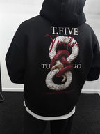 Black Snake Printed Hooded Sweatshirt TW-7044