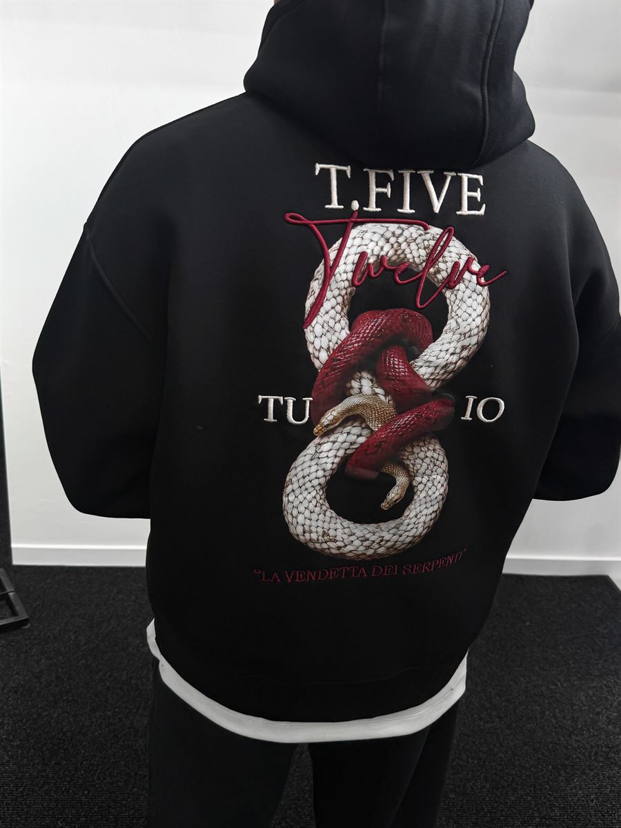 Black Snake Printed Hooded Sweatshirt TW-7044
