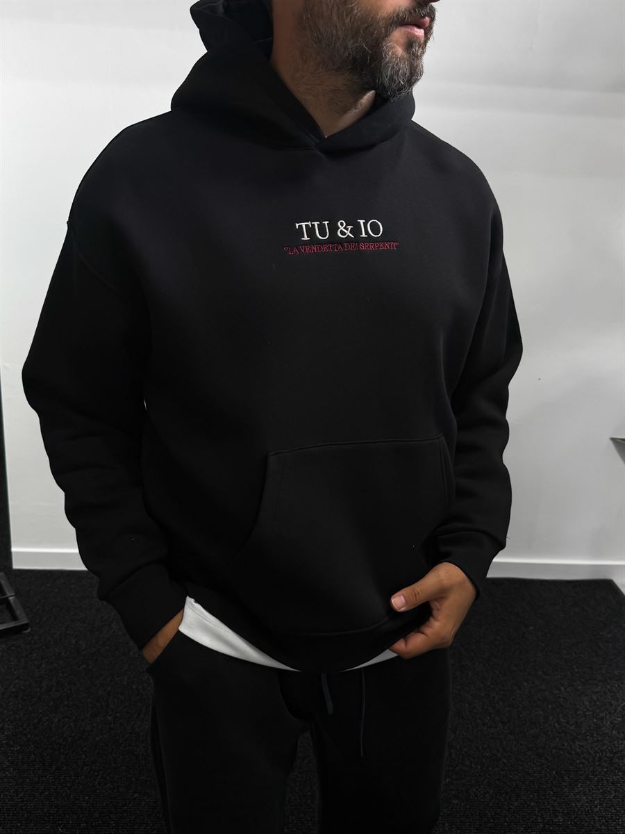 Black Snake Printed Hooded Sweatshirt TW-7044