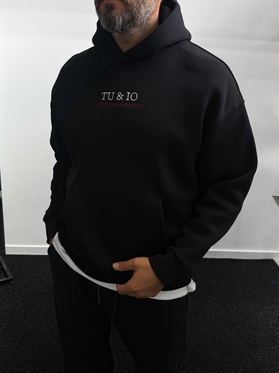 Black Snake Printed Hooded Sweatshirt TW-7044