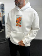 White Vincent Patch Hooded Sweatshirt SW-5202