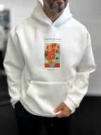 White Vincent Patch Hooded Sweatshirt SW-5202