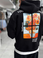 Black Vincent Patch Hooded Sweatshirt SW-5202