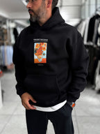 Black Vincent Patch Hooded Sweatshirt SW-5202
