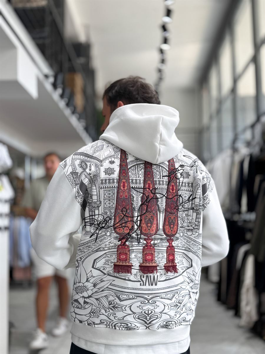 White Back Tassel Hooded Sweatshirt SW-5267
