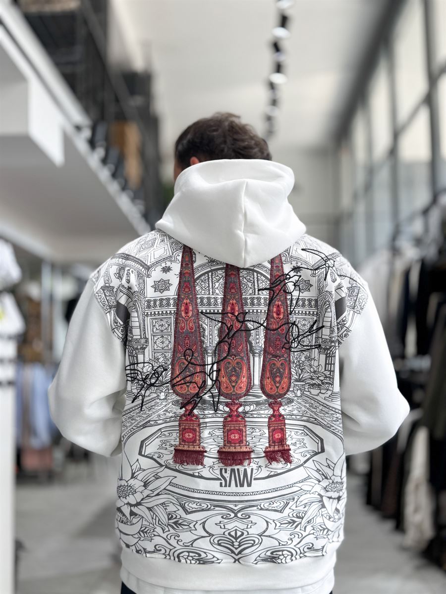 White Back Tassel Hooded Sweatshirt SW-5267