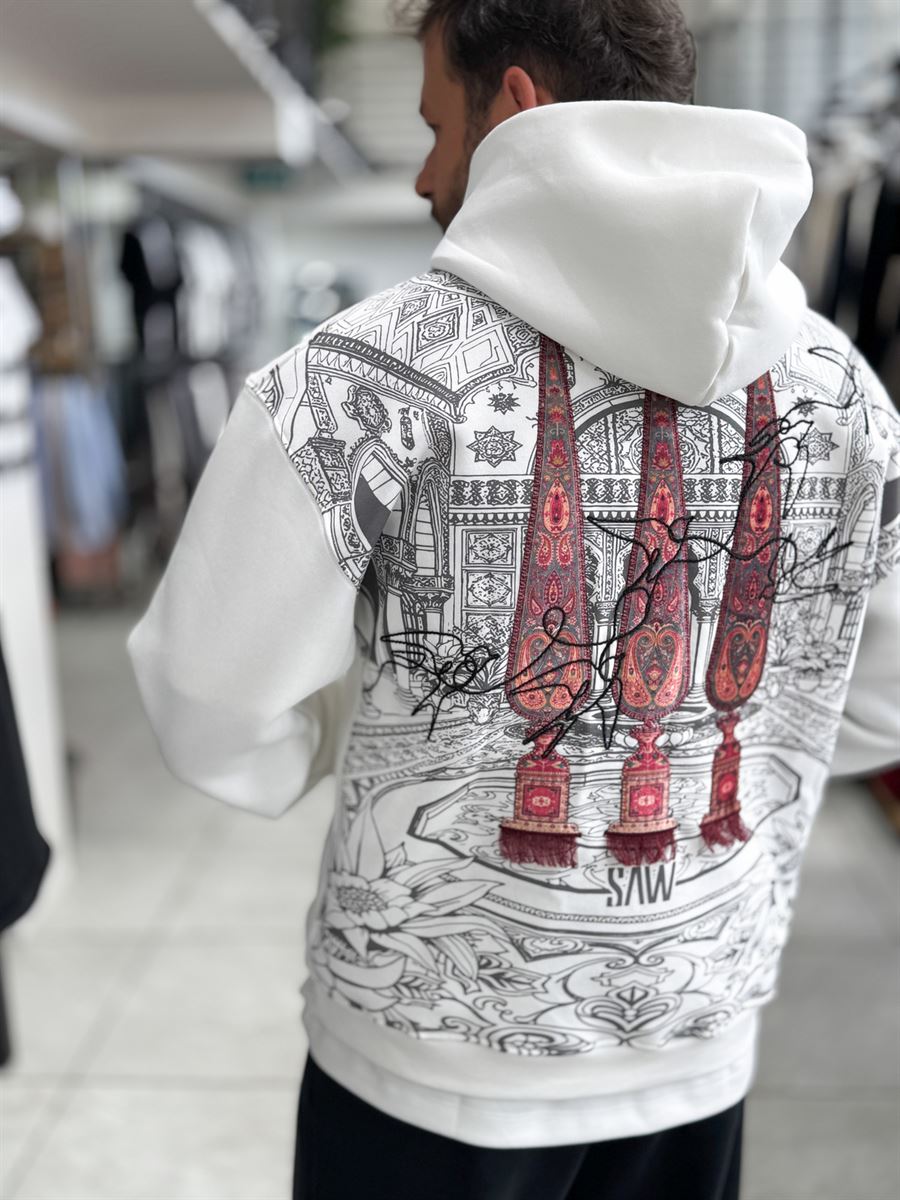 White Back Tassel Hooded Sweatshirt SW-5267
