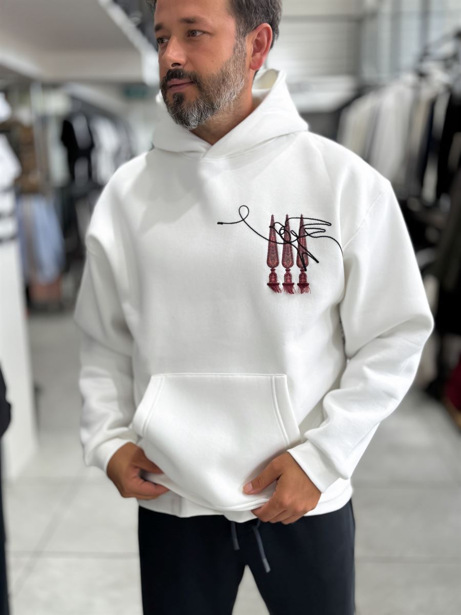 White Back Tassel Hooded Sweatshirt SW-5267