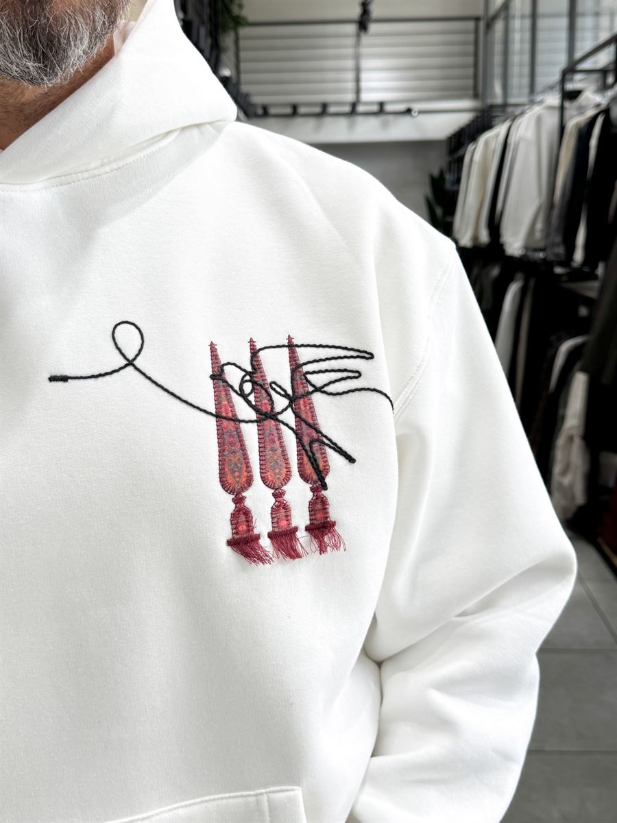 White Back Tassel Hooded Sweatshirt SW-5267