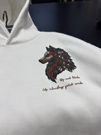 White Wolf Embroidered Hooded Sweatshirt SW-5208