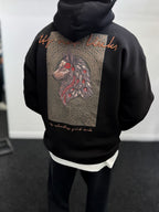 Black Wolf Embroidered Hooded Sweatshirt SW-5208