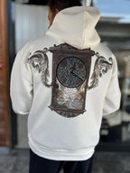 White Back Motif Watch Hooded Sweatshirt SW-5254