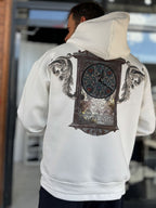 White Back Motif Watch Hooded Sweatshirt SW-5254