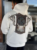 White Back Motif Watch Hooded Sweatshirt SW-5254