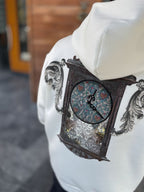 White Back Motif Watch Hooded Sweatshirt SW-5254