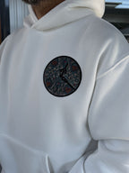 White Back Motif Watch Hooded Sweatshirt SW-5254