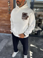 White Back Motif Hooded Sweatshirt SW-5242