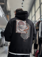 Black Back Motif Hooded Sweatshirt SW-5242