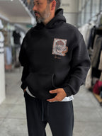 Black Back Motif Hooded Sweatshirt SW-5242