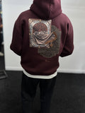 Burgundy Back Motif Hooded Sweatshirt SW-5242