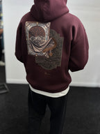 Burgundy Back Motif Hooded Sweatshirt SW-5242
