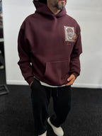 Burgundy Back Motif Hooded Sweatshirt SW-5242