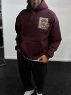Burgundy Back Motif Hooded Sweatshirt SW-5242