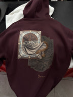 Burgundy Back Motif Hooded Sweatshirt SW-5242
