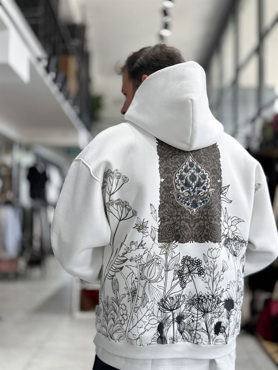 White Holographic Hooded Sweatshirt SW-5261