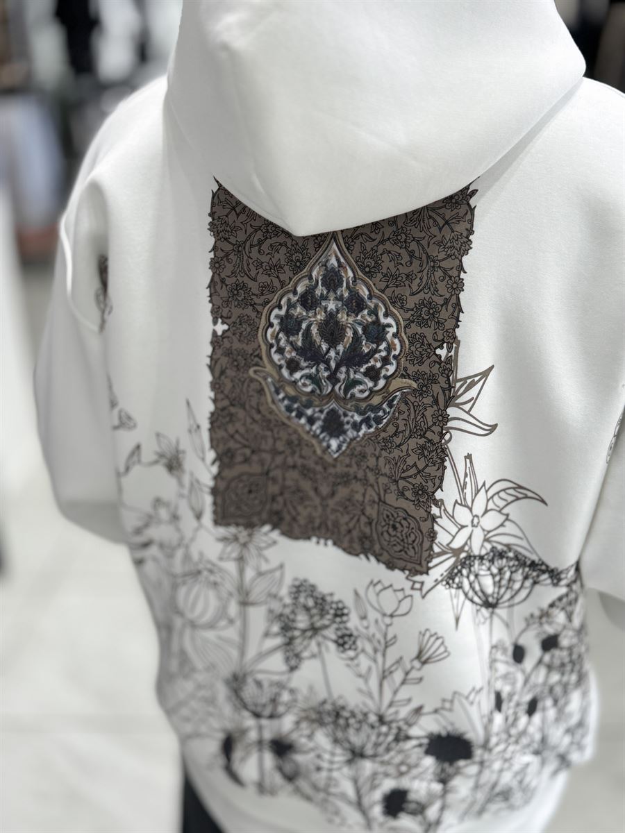 White Holographic Hooded Sweatshirt SW-5261