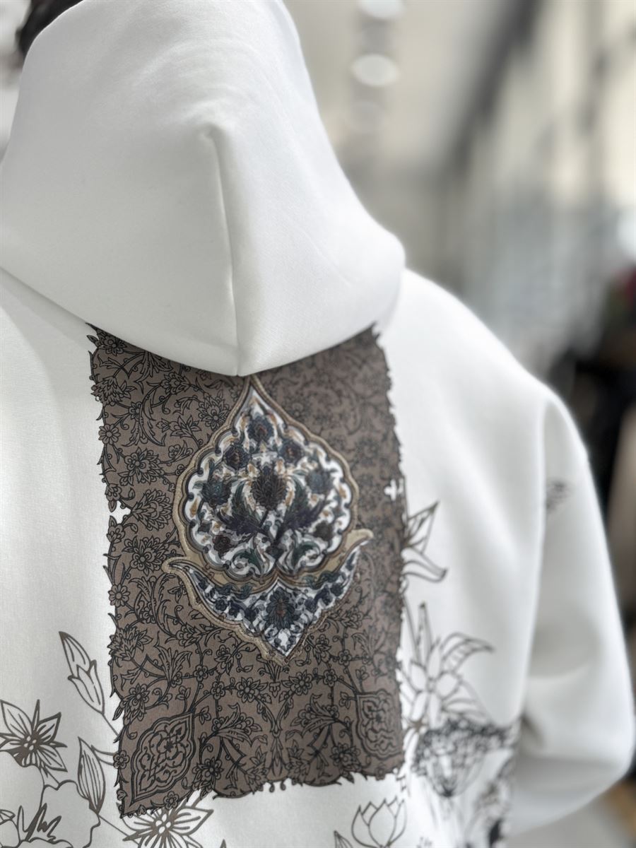 White Holographic Hooded Sweatshirt SW-5261